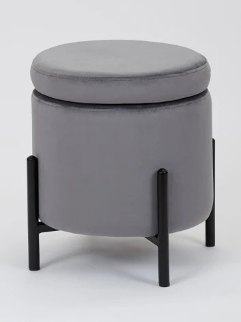 Пуф MyFar Фрэнк с ящиком темно-серый велюр MF1021-1