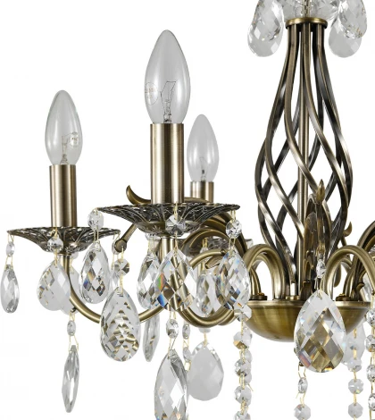 Подвесная люстра Escada Okere 2107/6P 6x40Вт E14, металл/хрусталь, античная бронза/прозрачный (220V, подвески, на цепи, подсвечник, свеча)
