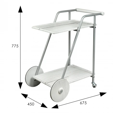 Стол сервировочный Оди металлик/белый/дуб дымчатый Mebelik 008847