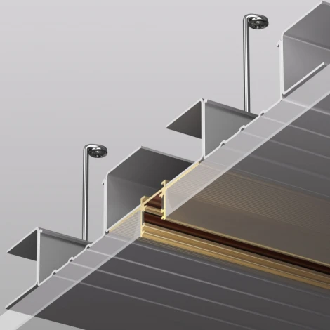 Шинопровод магнитный встраиваемый для ГКЛ 12,5мм, 2м, 48В DC, IP20, сатинированная латунь, алюминий Denkirs Shine Hide TR5702-SB