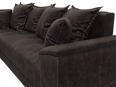 Диван угловой НордСтар левый угол (ДСП,Брус/Пластик/Велюр/Коричневый) Лига Диванов 127938L