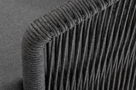 "Верона" диван 3-местный плетеный из роупа, каркас алюминий темно-серый (RAL7024) муар, роуп темно-серый круглый, ткань темно-серая 027 4SIS арт.УТ-00007143