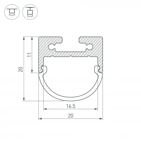 Профиль с экраном SL-LINE-2011M-2500 BLACK+OPAL ROUND (Алюминий) 027992