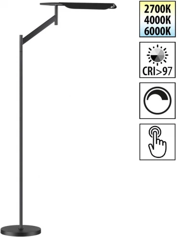 Торшер диммир. со сменой цвет. темпер. (управление- сенсор) Novotech Ala 359542 черный LED 14W 100-240V 2700К\4000К\6000К (регулировка яркости, 220V, сенсорный выключатель)