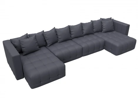 Диван П-образный Лига-052 НПБ Лонг (ЛДСП,Брус,Фанера/Пластик/Экокожа/Серый) Лига Диванов 129921