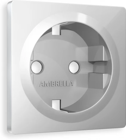 Лицевая панель Ambrella Volt ALFA (Серебро глянец) для электрической розетки с заземлением QUANT AP4060