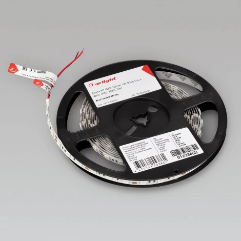 Светодиодная лента RT-B60-10mm 12V Blue (14.4 W/m, IP20, 5m) (Arlight, Открытый) 012336(3)