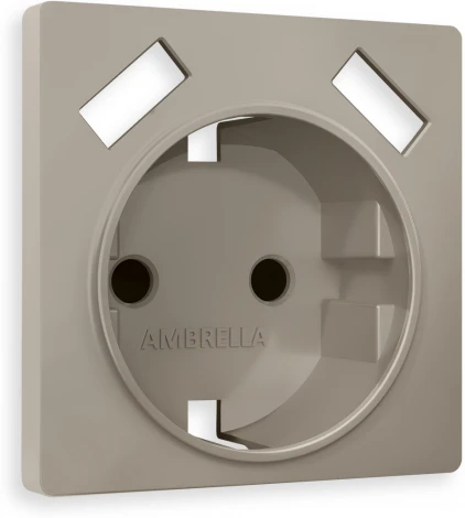 Лицевая панель Ambrella Volt ALFA (Серо-бежевый матовый) для электрической розетки с/з со шторками 2USB A+A QUANT AP3690