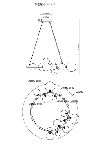 Подвесная люстра MyFar George MR2041-14P (220V)