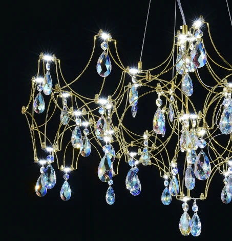 Подвесная люстра светодиодная с пультом и хрустальными подвесками K9 MyFar Ileria MR2652-57P-50СD