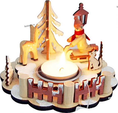 Новогодний подсвечник из дерева Snowlight