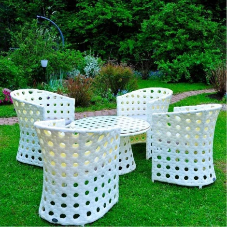 Комплект KM 0009 из ротанга Белый