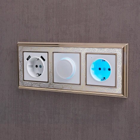 Розетка с заземлением, шторками и USBх2 (белый) Werkel W1171501 (a051141)