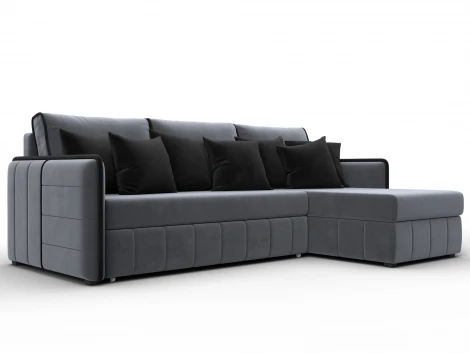 Диван угловой Лига-078 угол универсальный (ДСП/Пластик/Велюр/Серый,Черный) Лига Диванов 130989