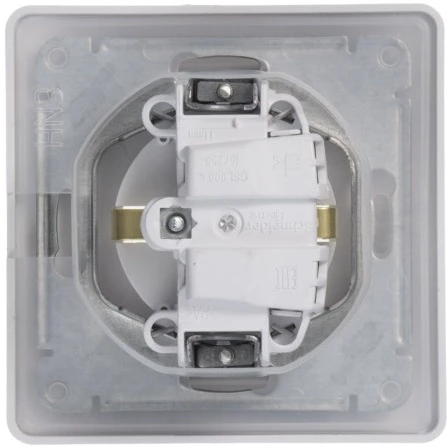 Розетка встраиваемая с заземлением, шторками и крышкой (белый) IP44 Systeme Electric Glossa GSL000148