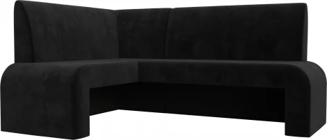 Диван кухонный угловой Кармен левый угол (Черный/Велюр) Лига Диванов арт.126133L