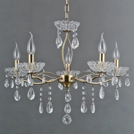 Подвесная люстра ILLUMICO IL0265-5PSQ-39 AB (220V, на цепи, подсвечник, свеча)