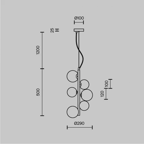Подвесной светильник Maytoni Dallas MOD545PL-06BS (220V, на тросе, шарики, молекулы)