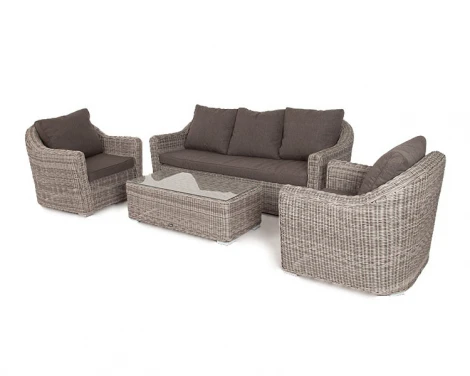 Лаунж-зона из искусственного ротанга, цвет серый 4SIS Фабриция FS3C2T-4-SET gray