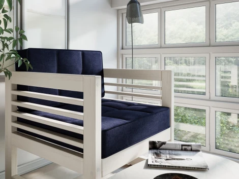 Кресло Arsko Сега беленый дуб рогожка синяя