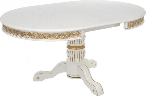 Стол деревянный Woodville Лорд молочный / золотая патина арт.615199