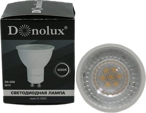 Светодиодная лампа 8Вт MR16 220В GU10 4000K Donolux DL18263N8GU10
