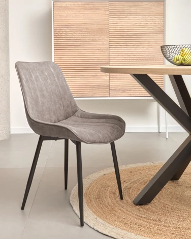 Обеденный стул La Forma (ex Julia Grup) Janis (Серый/ Пена,Металл,Фанера,Сталь)