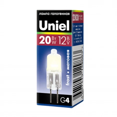 Лампочка галогенная капсульная белая G4 20W Uniel JC-12/20/G4 FR