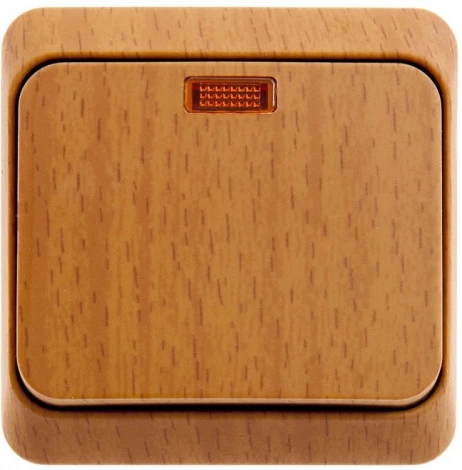 Выключатель накладной одноклавишный с подсветкой (бук) Systeme Electric BA10-005T