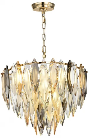 Подвесная люстра Odeon Light Vilna 5068/9 золото/дымчат./янтарн./матовый белый/металл/хрусталь E14 9*40W