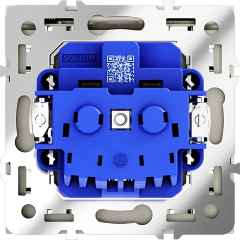 Розетка с заземлением, шторками и крышкой (сталь) Voltum S70 VLS040305