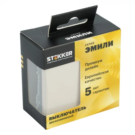 Выключатель двухклавишный (кашемир, soft touch) Stekker Эмили 49892