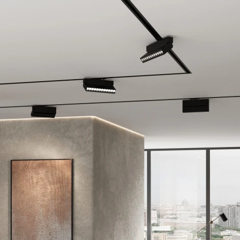 Алюминиевый профиль для монтажа в натяжной потолок однофазного шинопровода черный 2м Basic System Elektrostandard 85234/00