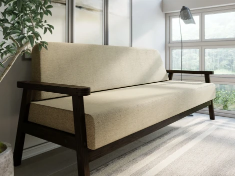 Диван Arsko прямой Флори Б венге рогожка бежевая