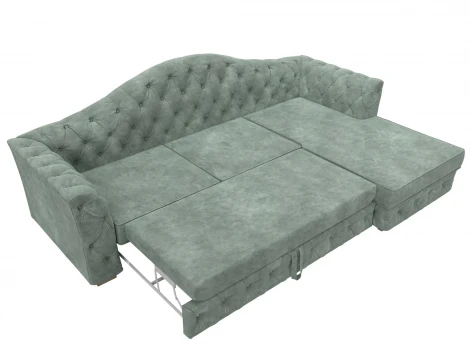 Диван угловой Артис правый угол (Брус,Рейка/Пластик/Велюр/Зеленый) Лига Диванов 128026