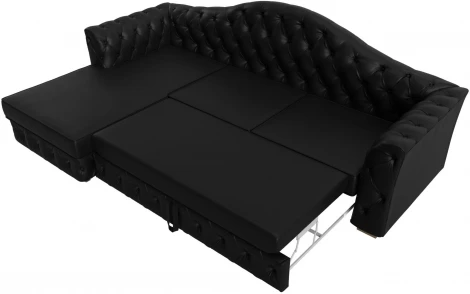 Диван угловой Артис левый угол (Черный/Экокожа) Лига Диванов арт.121634L