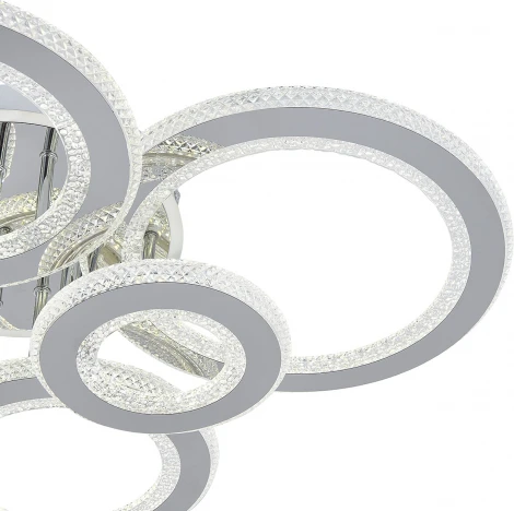 Потолочная люстра светодиодная с таймером Escada Venus 10297/6LED BL 140Вт, с ПДУ, металл/акрил, хром/прозрачный (220V, кольцо)