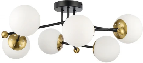 Потолочная люстра на штанге Lumion Melody 6581/6C черный, золотой/белый металл /стекло E14 6*40W 220V
