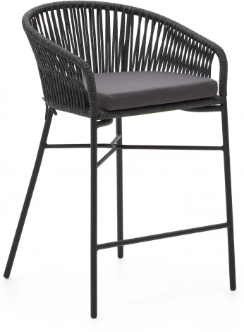 Веревочный полубарный стул Yanet черного цвета 65 см La Forma (ex Julia Grup) арт.114295
