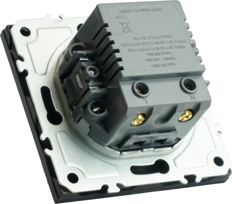 Розетка USB Type A+С (черный) Stekker Эмили 49853