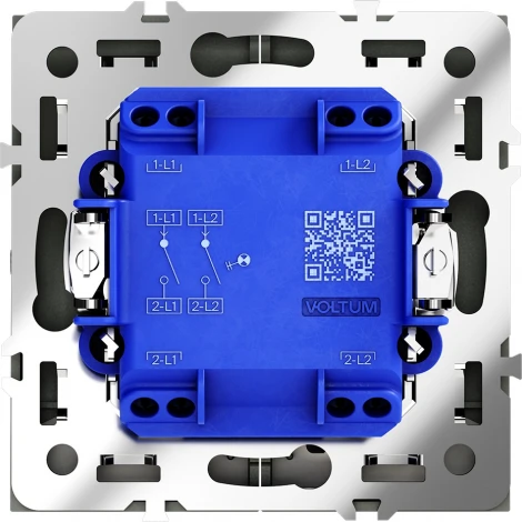 Выключатель двухклавишный с подсветкой (черный матовый) Voltum S70 VLS020208