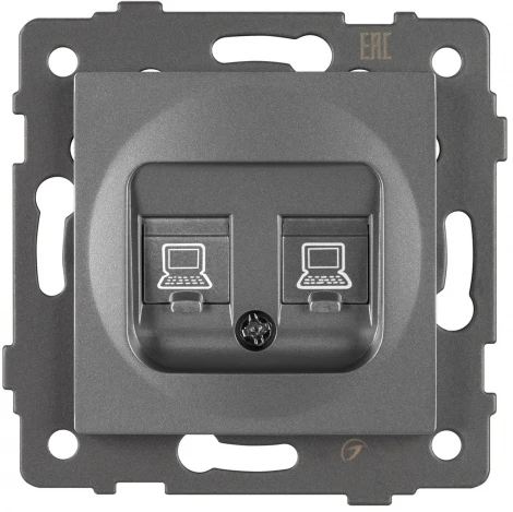 Механизм компьютерной розетки двойной SCT-MPC2-PL-GR-V (RJ-45, CAT6) (Arlight) 049851