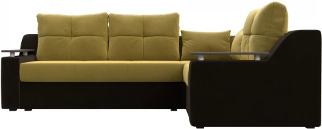 Диван угловой Кронос правый угол (Желтый,Коричневый/Микровельвет) Лига Диванов арт.114617