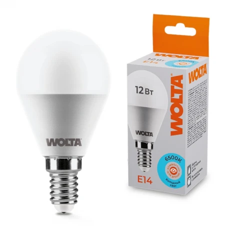Светодиодная лампа 12Вт 6500K Е14 Wolta 25W45GL12E14