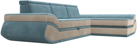 Диван угловой Лига-032 правый угол (Бирюзовый,Бежевый/Велюр) Лига Диванов арт.121644