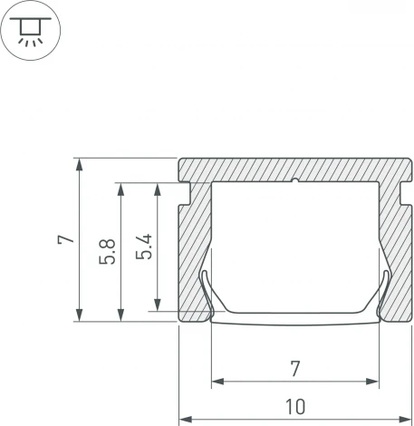 Профиль PIK-1007-3000 ANOD (Arlight, Алюминий) 045493