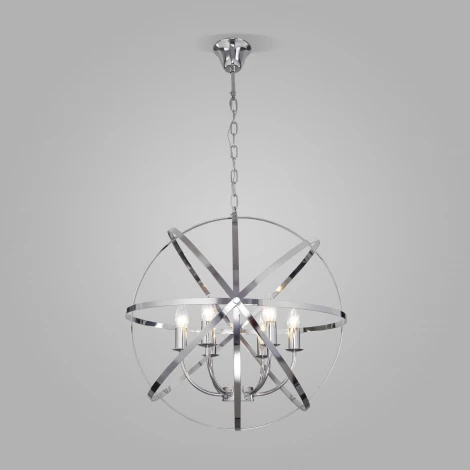 Подвесная люстра Wi-Fi Eurosvet Santi 60139/6 хром (220V, управление смартфоном, голосовое управление, умный дом - Minimir Home, Алиса, Маруся, Салют, на цепи, шар)