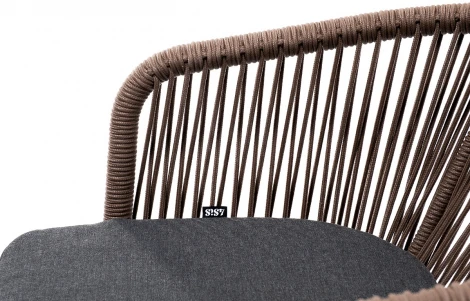 "Марсель" стул плетеный из роупа, основание дуб, роуп коричневый круглый, ткань темно-серая 027 4SIS арт.УТ-00006833