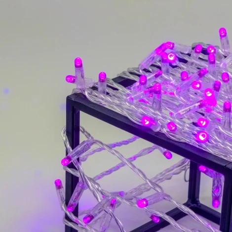 Гирлянда Нить с колпачком 10м фиолетовая 24В, 100 LED, провод прозрачный ПВХ, IP65 Laitcom PST100CAP-10-1PU