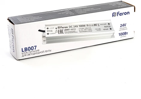 Трансформатор для светодиодной ленты 100W 24V (драйвер) Feron LB007 48059